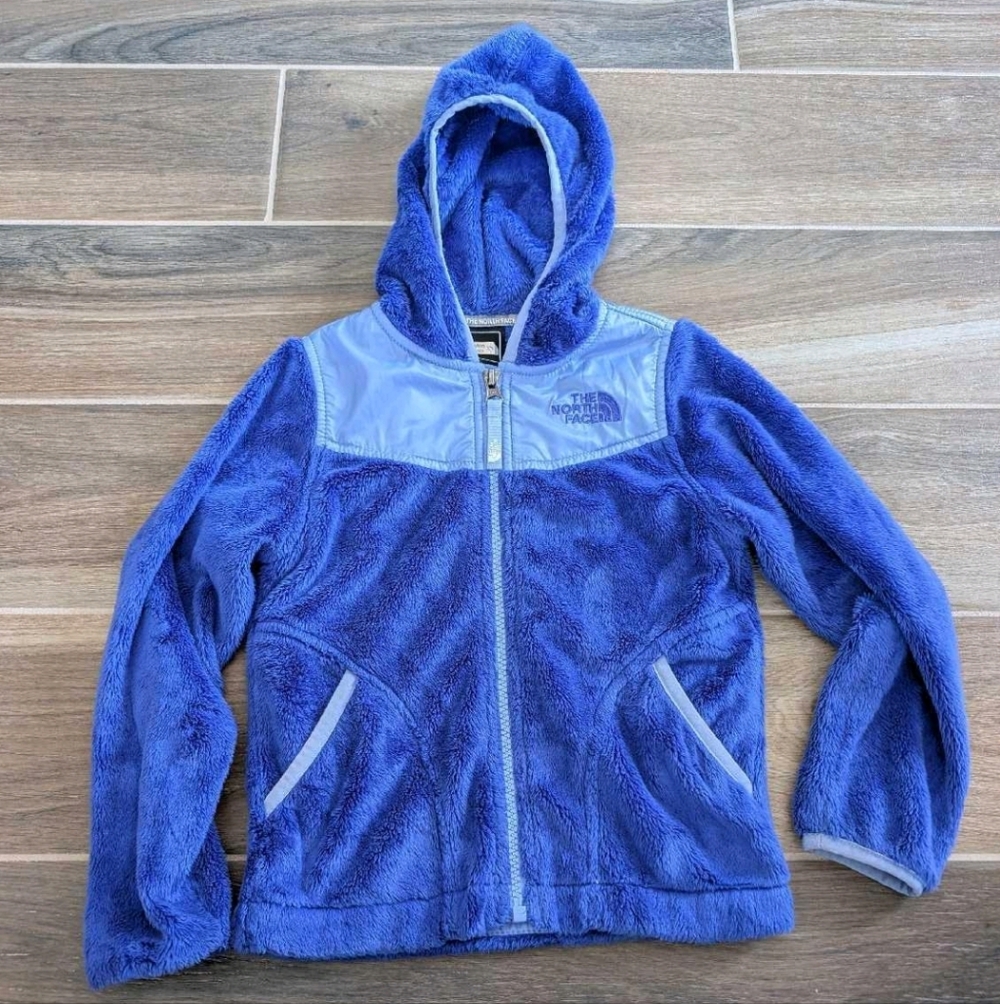The North Face Girls' Royal Blue Fuzzy Hooded Zip-Up Jacket